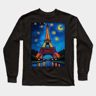 Eiffel Tower in Starry Night Long Sleeve T-Shirt